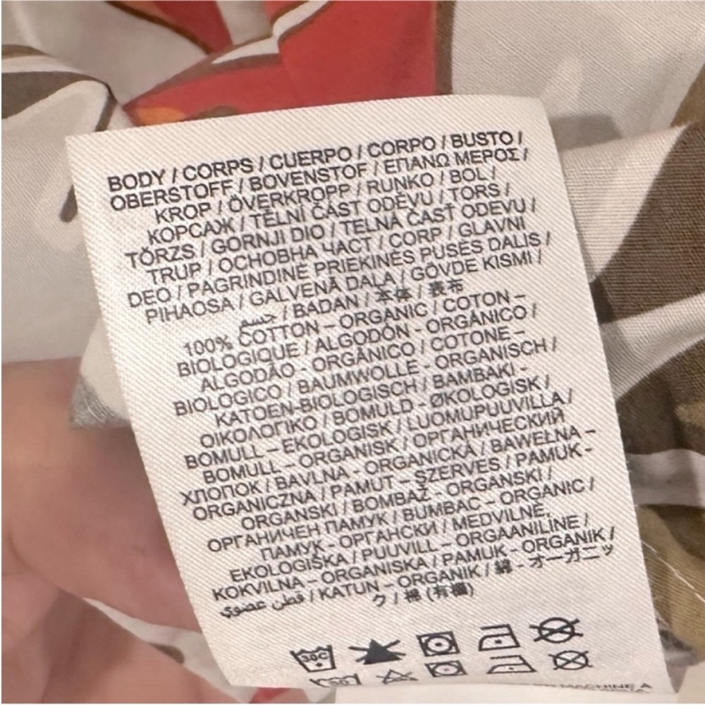 Hurley Short Sleeve Organic Cotton Button Down Gray, Orange & Green Palm Print - Picture 9 of 10